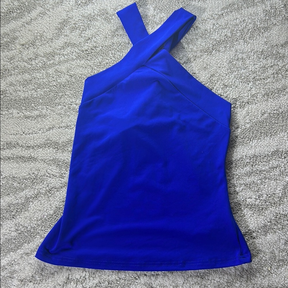 SHEIN Blue Asymmetrical Sleeveless Tank Top